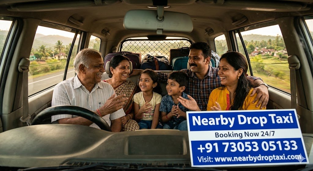 family using outstation drop taxi services